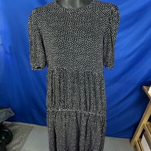 Zara Black and White Polka-Dot Tiered Puff Sleeve Sundress